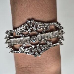 Elegant Silver Crystal Art Deco Bracelet